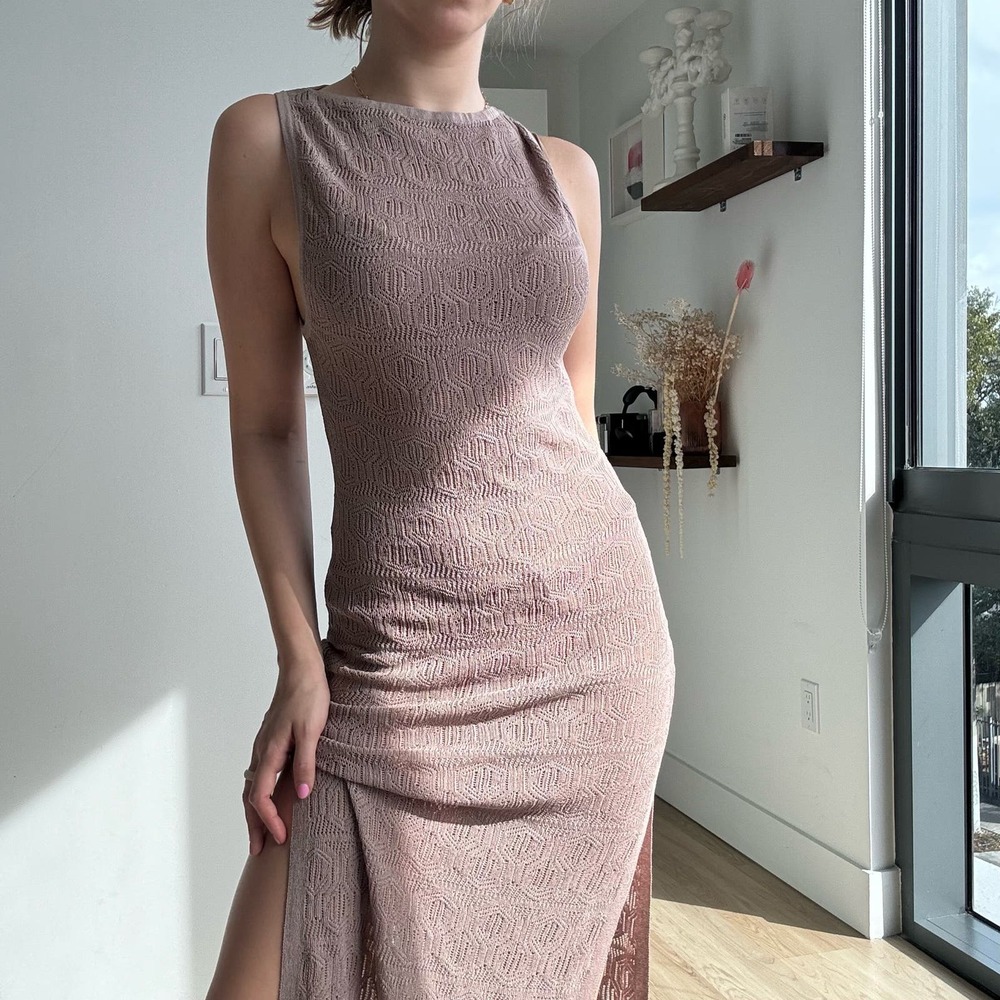 SNDYS AELIA MAXI DRESS - MOCHA Crochet